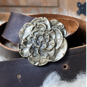 Cinto de cuero hebilla Flor