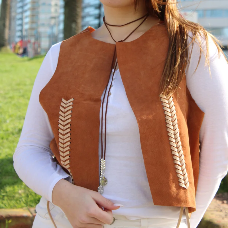 Chaleco de cuero diseño espiga - Imagen 2