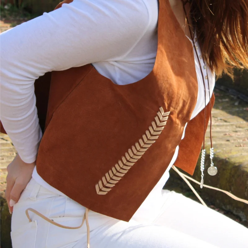 Chaleco de cuero diseño espiga - Imagen 3