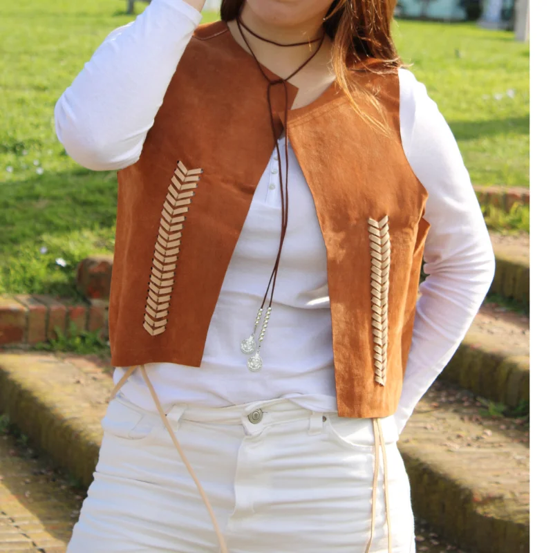 Chaleco de cuero diseño espiga - Imagen 4