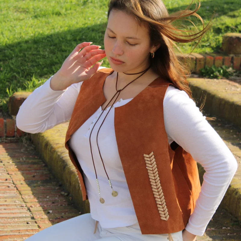 Chaleco de cuero diseño espiga - Imagen 7